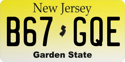 NJ license plate B67GQE