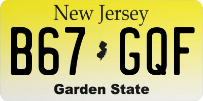 NJ license plate B67GQF