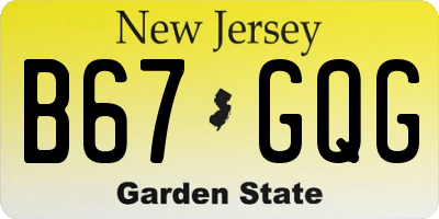 NJ license plate B67GQG