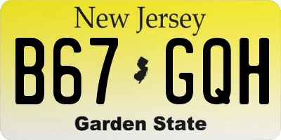 NJ license plate B67GQH