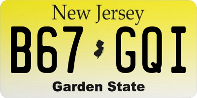 NJ license plate B67GQI