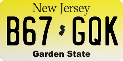 NJ license plate B67GQK