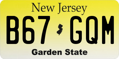 NJ license plate B67GQM