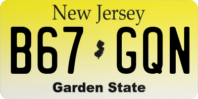 NJ license plate B67GQN
