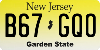 NJ license plate B67GQO