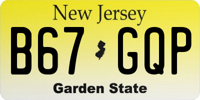 NJ license plate B67GQP