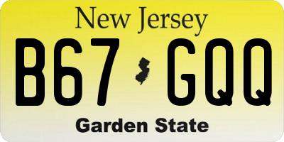 NJ license plate B67GQQ