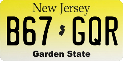 NJ license plate B67GQR