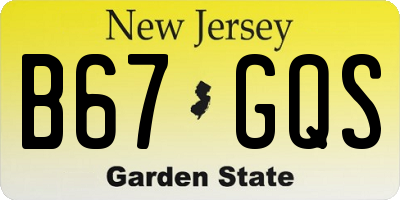 NJ license plate B67GQS