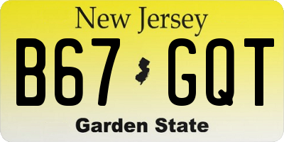 NJ license plate B67GQT