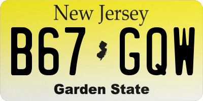 NJ license plate B67GQW