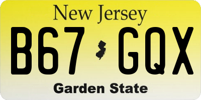 NJ license plate B67GQX
