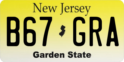 NJ license plate B67GRA