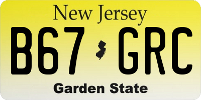 NJ license plate B67GRC
