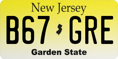 NJ license plate B67GRE