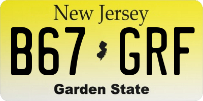 NJ license plate B67GRF