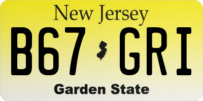 NJ license plate B67GRI