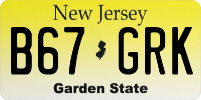 NJ license plate B67GRK