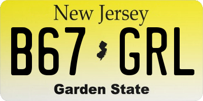 NJ license plate B67GRL
