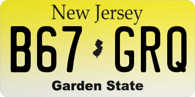 NJ license plate B67GRQ