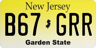 NJ license plate B67GRR