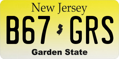 NJ license plate B67GRS