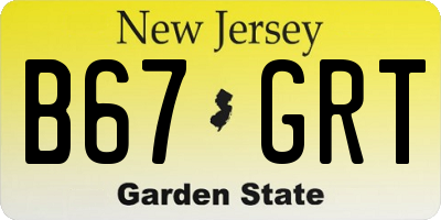 NJ license plate B67GRT