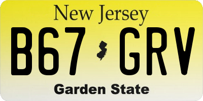 NJ license plate B67GRV