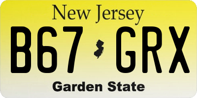 NJ license plate B67GRX
