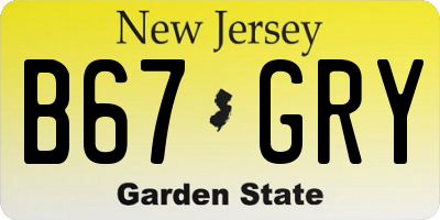 NJ license plate B67GRY