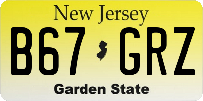 NJ license plate B67GRZ