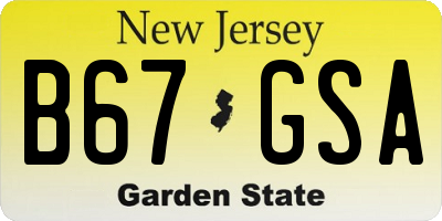 NJ license plate B67GSA