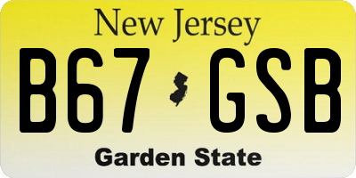 NJ license plate B67GSB