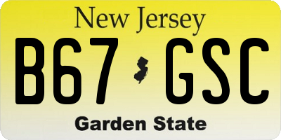 NJ license plate B67GSC