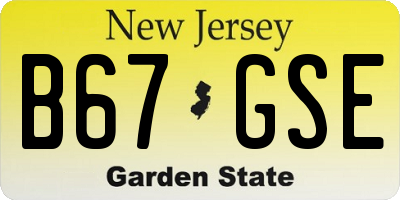 NJ license plate B67GSE