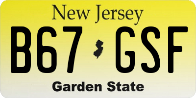 NJ license plate B67GSF