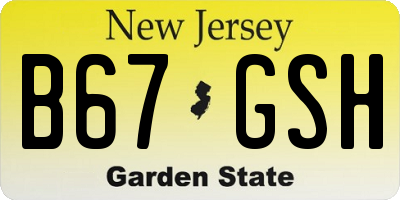 NJ license plate B67GSH