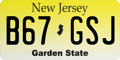 NJ license plate B67GSJ