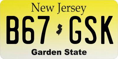 NJ license plate B67GSK