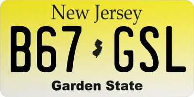 NJ license plate B67GSL