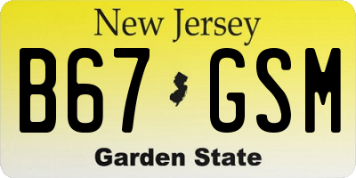 NJ license plate B67GSM