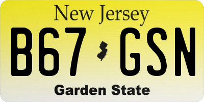 NJ license plate B67GSN