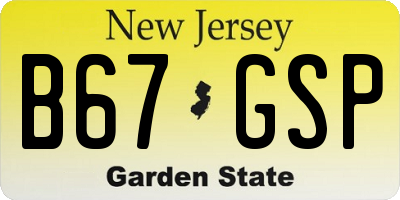 NJ license plate B67GSP