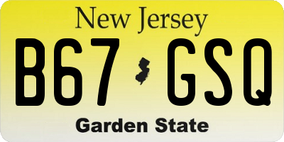 NJ license plate B67GSQ