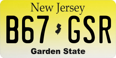 NJ license plate B67GSR