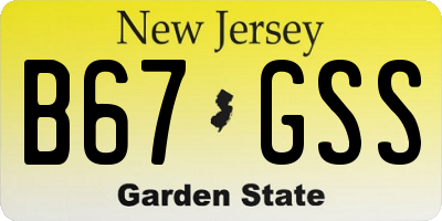 NJ license plate B67GSS