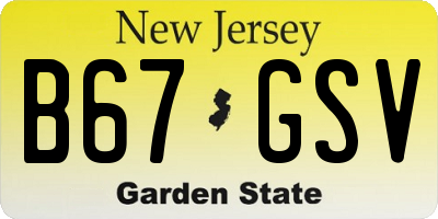 NJ license plate B67GSV