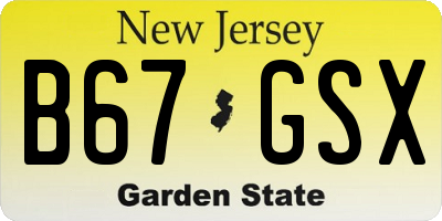 NJ license plate B67GSX