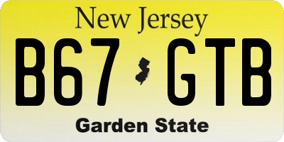 NJ license plate B67GTB
