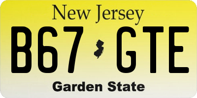 NJ license plate B67GTE